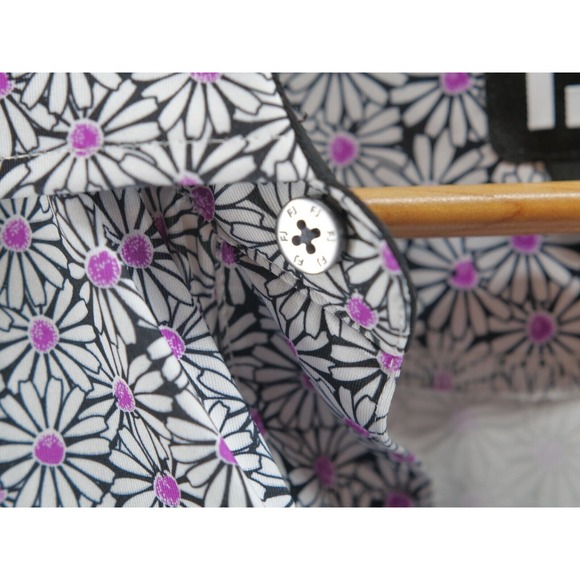 Footjoy Performance Golf Polo Shirt Mens M‎ Medium Gray Pink Flower Pattern - Picture 6 of 11